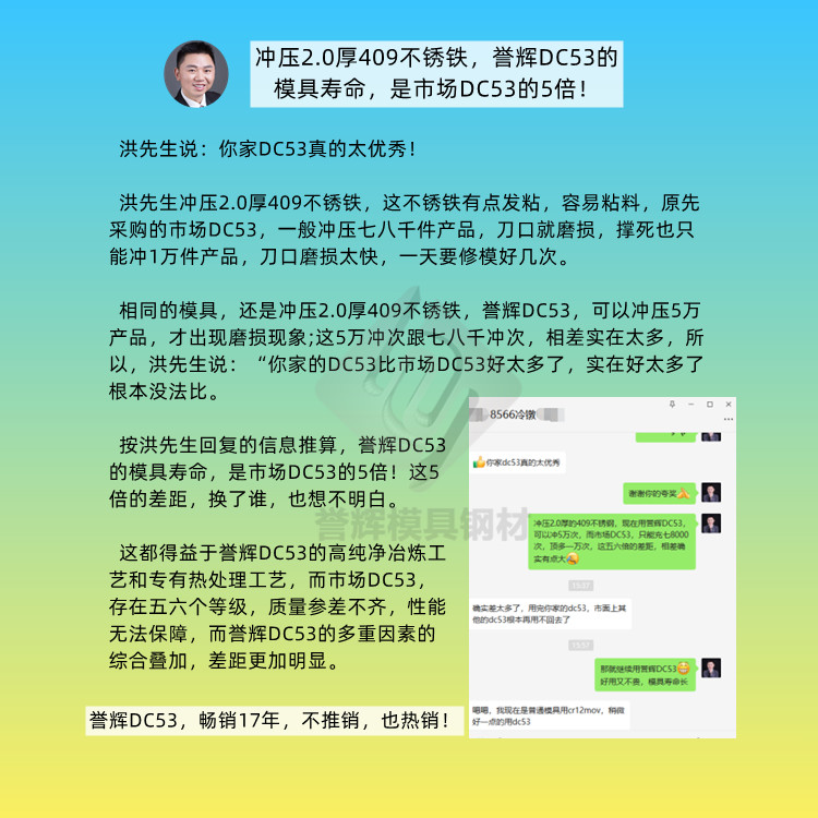 沖壓2.0厚409不銹鐵，譽輝DC53的模具壽命，是市場DC53的5倍！.jpg